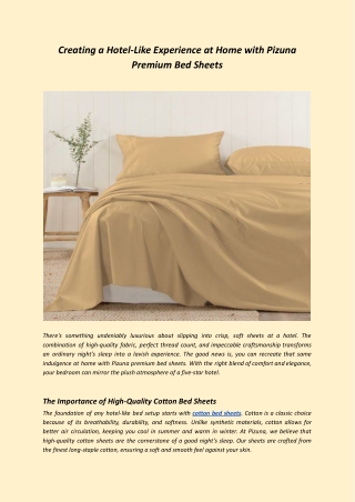 Creating a Hotel-Like Experience at Home with Pizuna Premium Bed Sheets