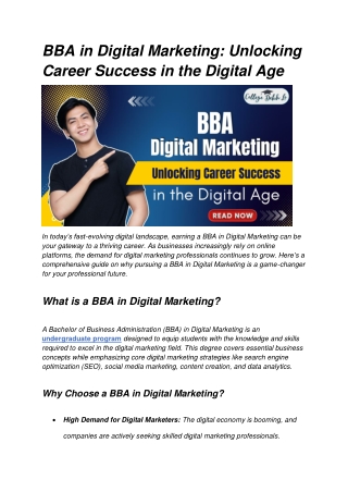 BBA in Digital Marketing: Unlocking Career Success in the Digital Age