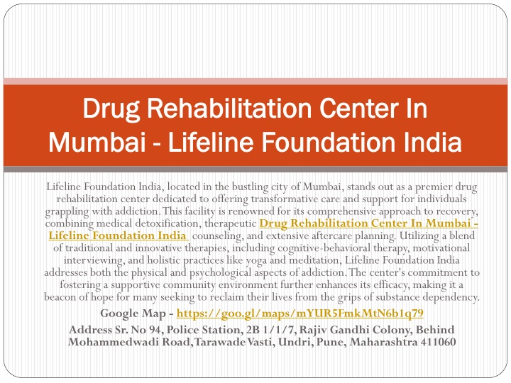 drug rehabilitation center in mumbai lifeline foundation india