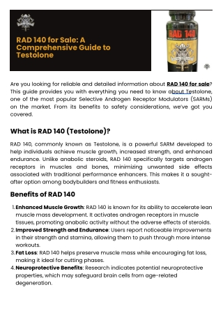 RAD 140 for Sale A Comprehensive Guide