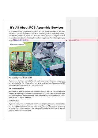 It’s All About PCB Assembly Services