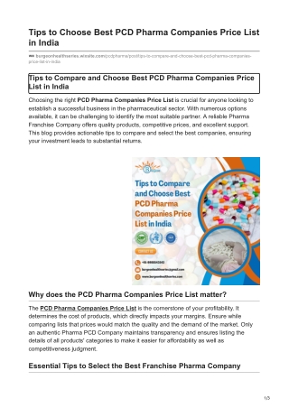 Tips to Choose Best PCD Pharma Companies Price List in India