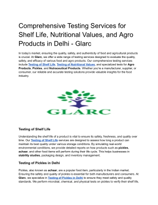 comprehensive testing services for shelf life