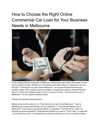 Commercial Vehicle Loans in Victoria