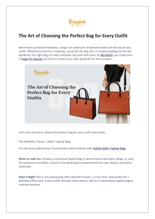 The Art of Choosing the Perfect Bag for Every Outfit