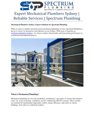 expert mechanical plumbers sydney reliable