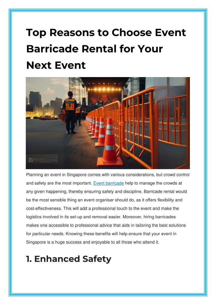 top reasons to choose event barricade rental