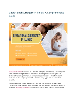 Gestational Surrogacy In Illinois | Complete Surrogacy Agency