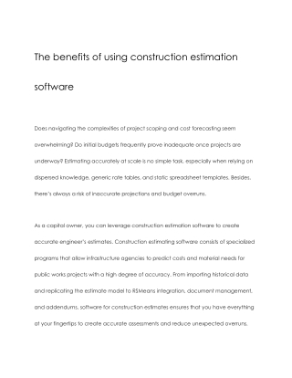 the benefits of using construction estimation