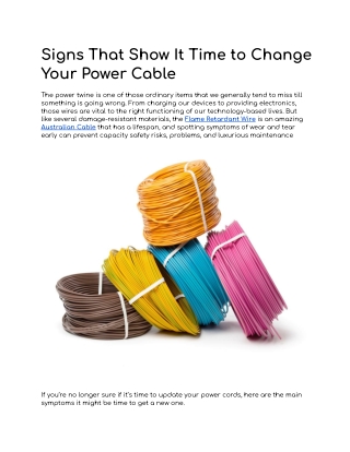 Signs That Show It Time to Change Your Power Cable