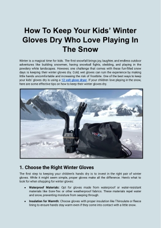 How To Keep Your Kids’ Winter Gloves Dry Who Love Playing in the Snow