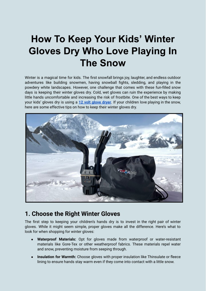 how to keep your kids winter gloves dry who love