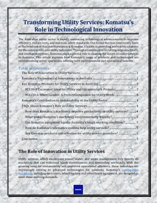 Komatsu Technological Innovation