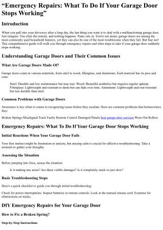 emergency repairs what to do if your garage door