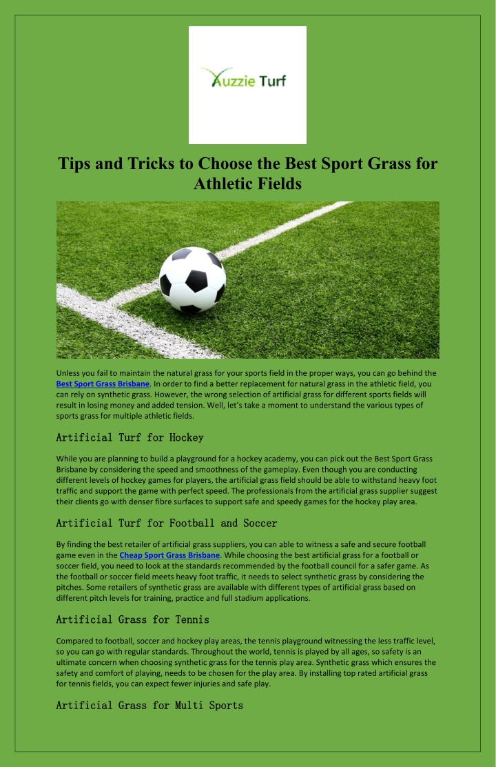 tips and tricks to choose the best sport grass