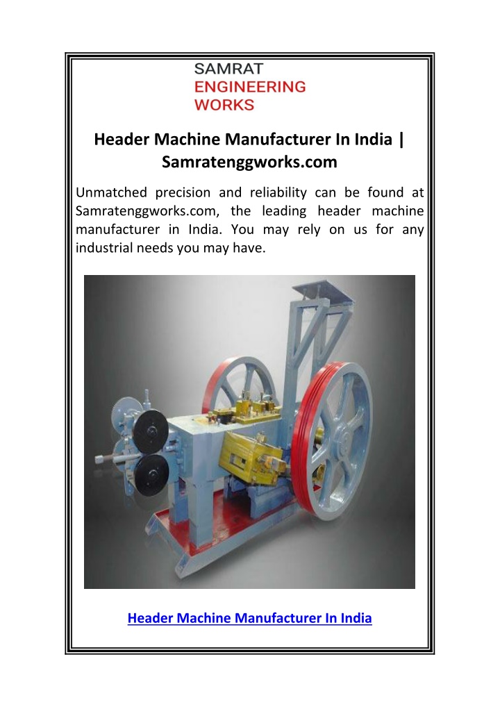 header machine manufacturer in india