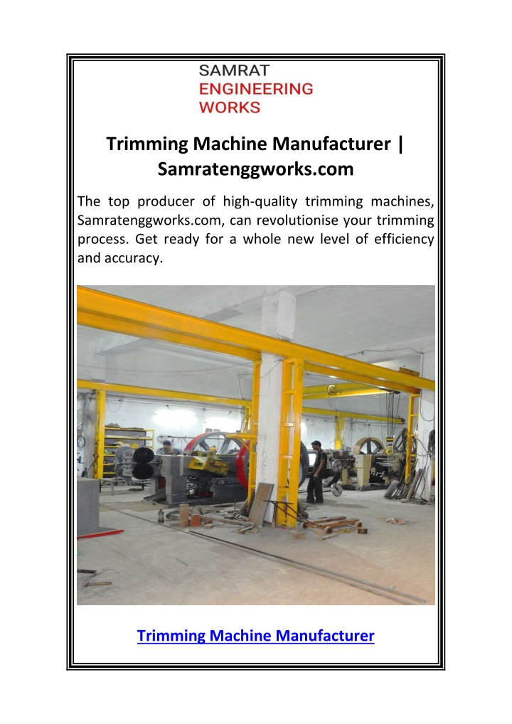 trimming machine manufacturer samratenggworks com