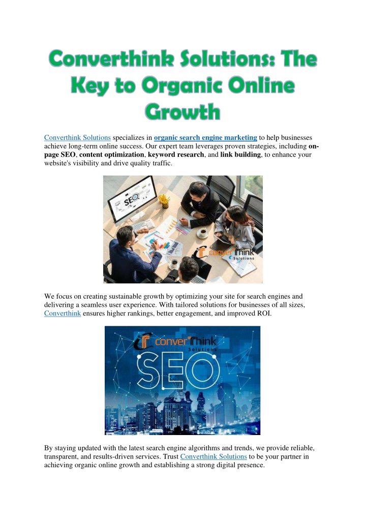 converthink solutions the key to organic online