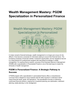 Wealth Management Mastery_ PGDM Specialization in Personalized Finance