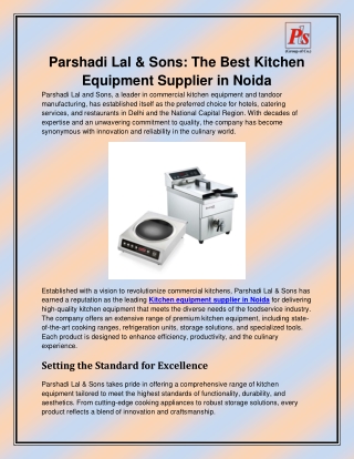 Kitchen equipment supplier in Noida