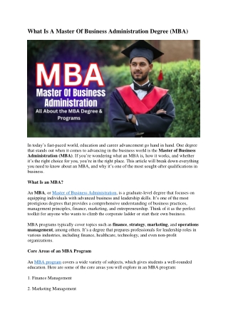 What Is A Master Of Business Administration Degree (MBA)