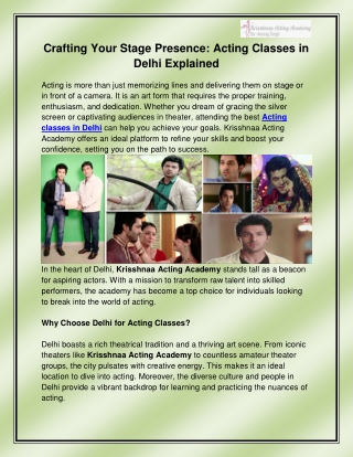 Acting classes in Delhi