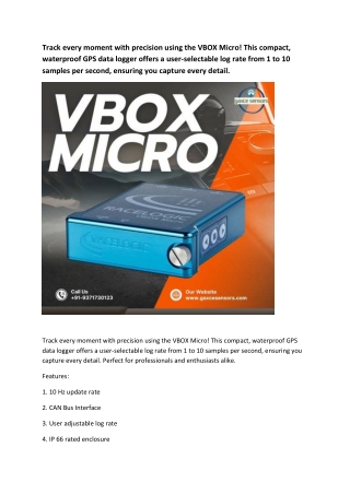 track every moment with precision using the vbox
