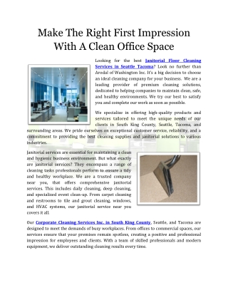 Make The Right First Impression With A Clean Office Space