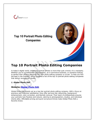 Top 10 Portrait Photo Editing Companies