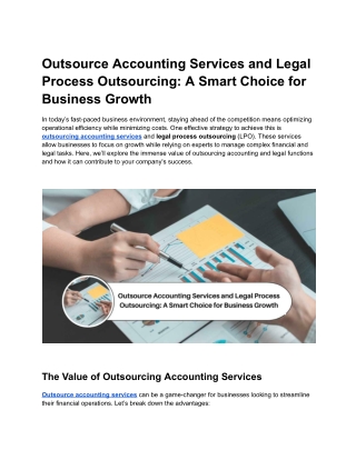 Outsource Accounting Services and Legal Process Outsourcing: A Smart Choice for