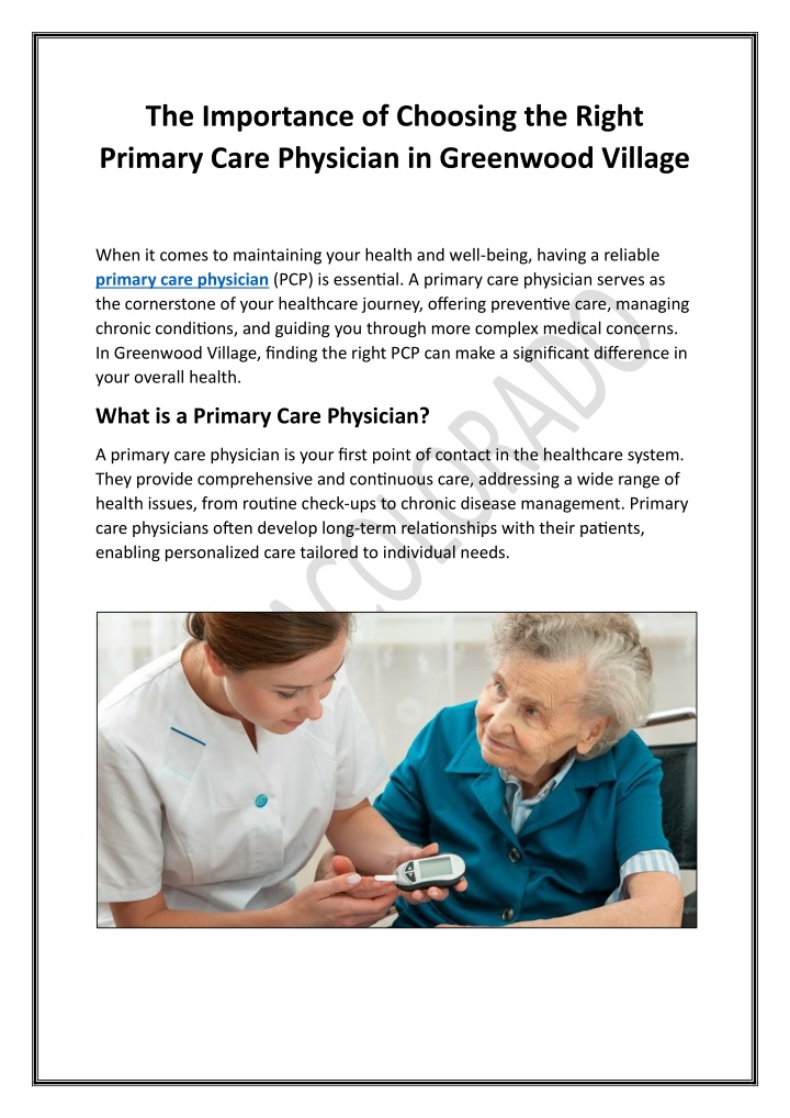 the importance of choosing the right primary care