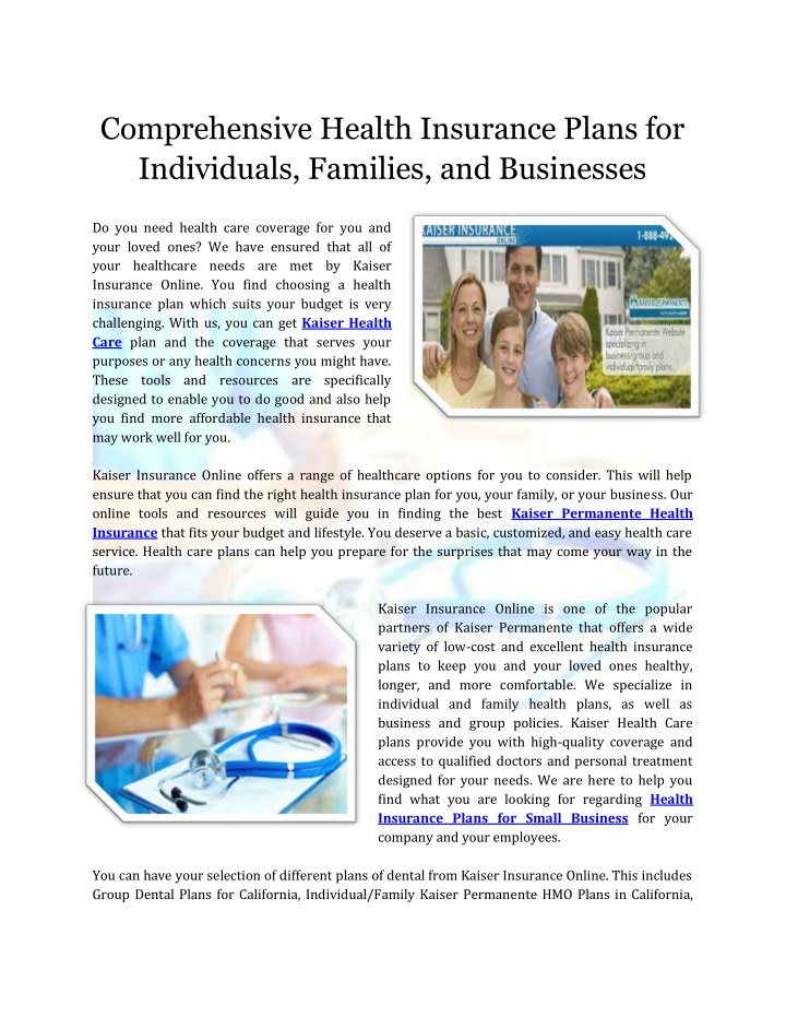 comprehensive health insurance plans