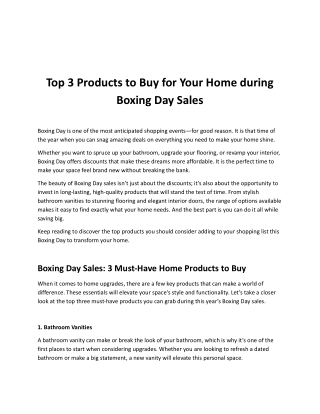 Top 3 Must-Have Home Products to Buy During Boxing Day Sales