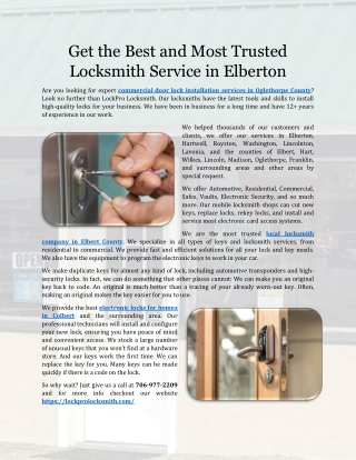 Get the Best and Most Trusted Locksmith Service in Elberton