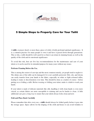 5 Simple Steps to Properly Care for Your Tallit