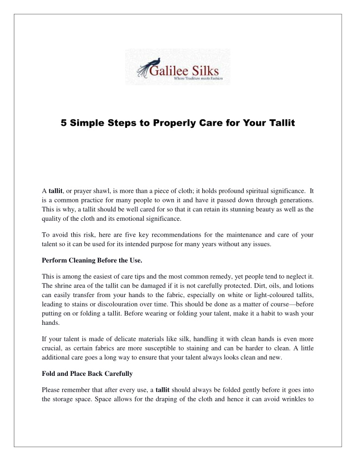 5 simple steps to properly care for your tallit