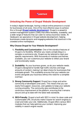 Unlocking the Power of Drupal Website Development