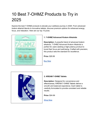10 Best 7-OHMZ Products to Try in 2025