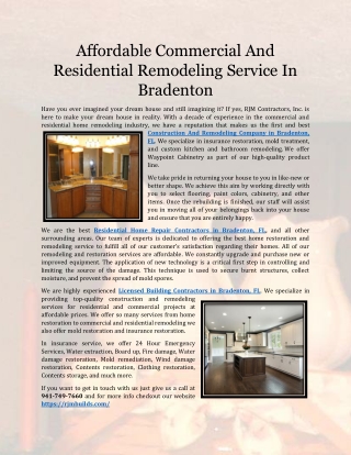 rjmbuilds.cAffordable Commercial And Residential Remodeling Service In Bradenton