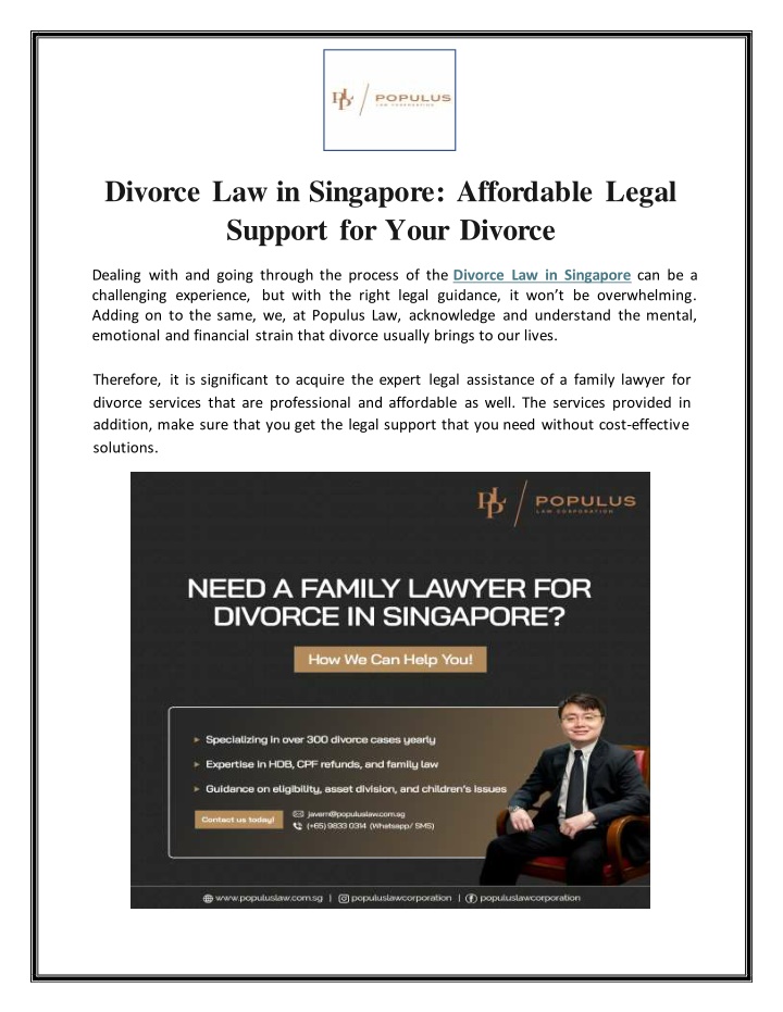 divorce law in singapore affordable legal support