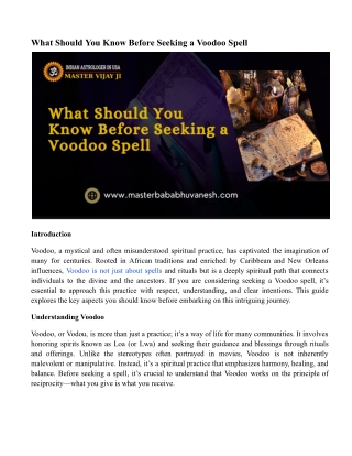 what should you know before seeking a voodoo spell