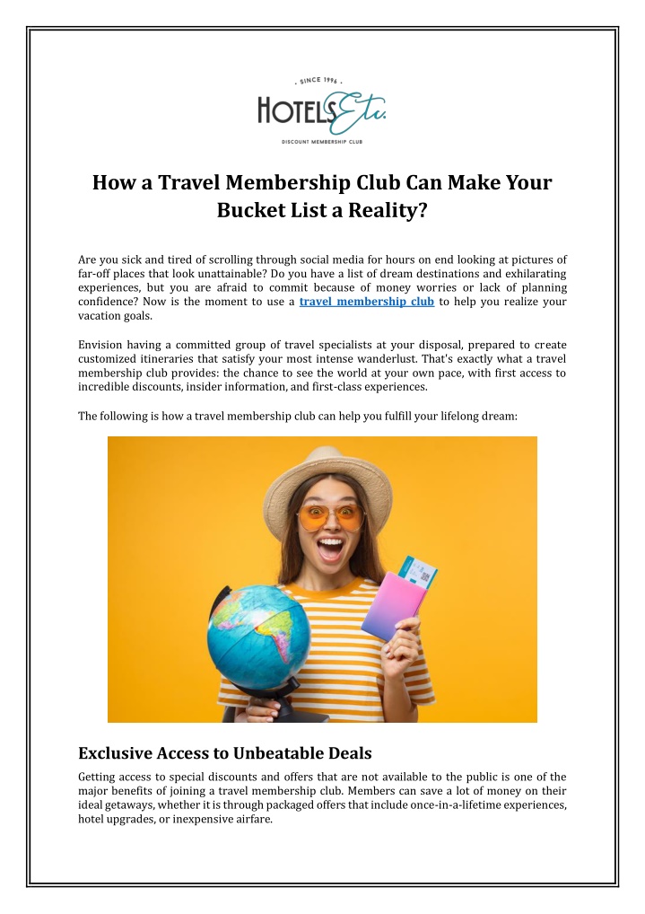 how a travel membership club can make your bucket