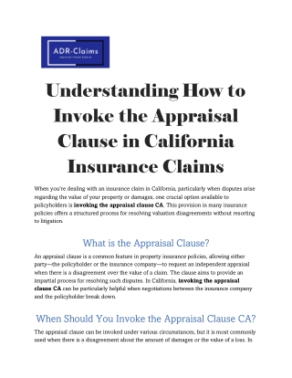 understanding how to invoke the appraisal clause