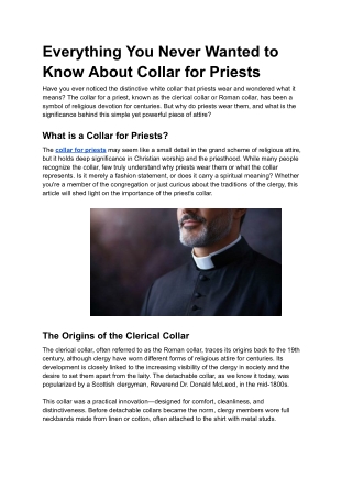 Everything You Never Wanted to Know About Collar for Priests
