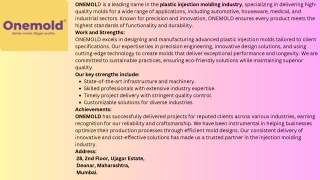 onemol d is a leading name in the plastic