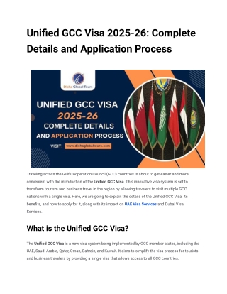 Unified GCC Visa 2025-26 - Complete Details and Application Process