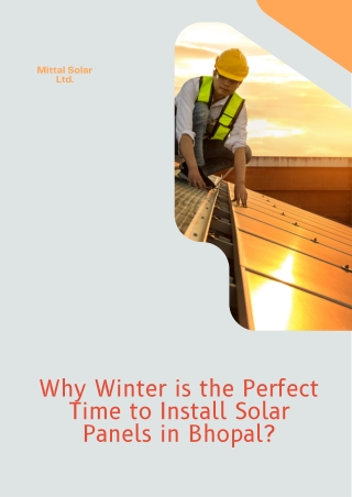 Why Winter is the Perfect Time to Install Solar Panels in Bhopal