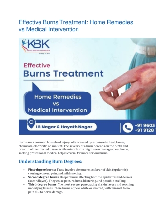 Effective Burns Treatment