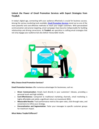 Unlock the Power of Email Promotion Services with Expert Strategies from TinyBull