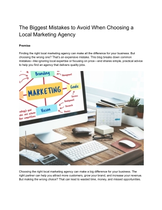 The Biggest Mistakes to Avoid When Choosing a Local Marketing Agency